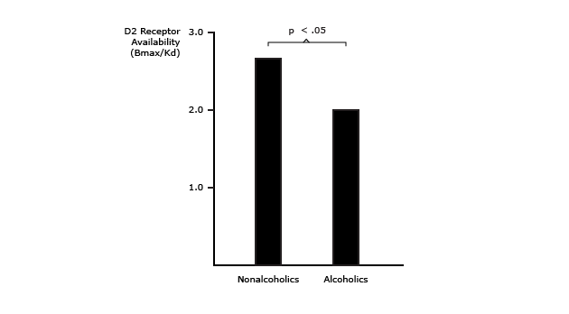 Alcoholics Have Decreased Availability of Dopamine D2 Receptors