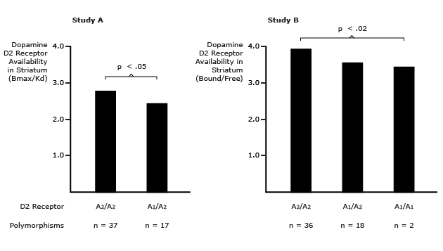 Healthy Individuals with the A1 Allele of the D2 Dopamine Receptor Gene Have Red